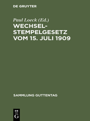 cover image of Wechselstempelgesetz vom 15. Juli 1909